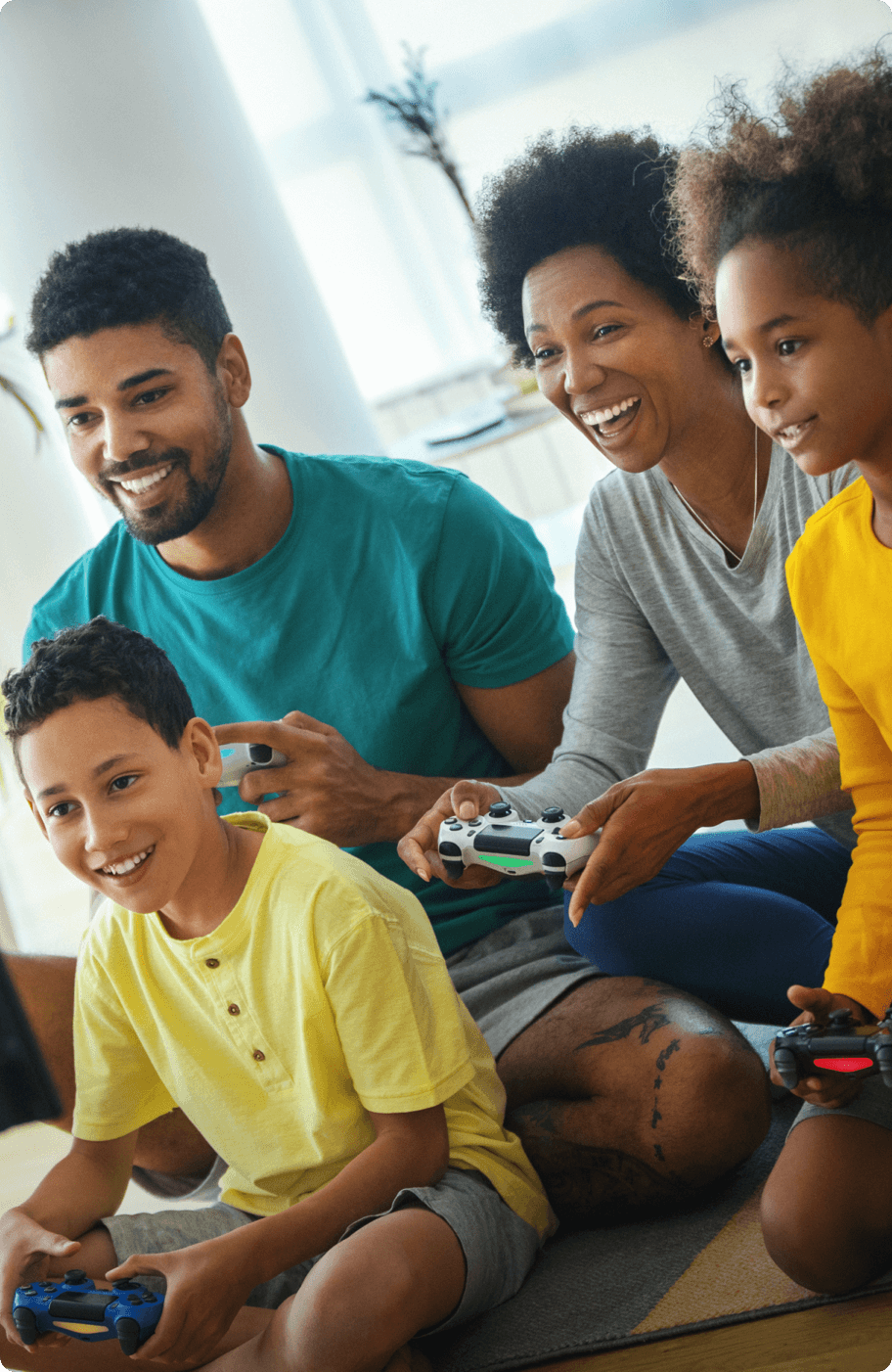 A family playing video games together